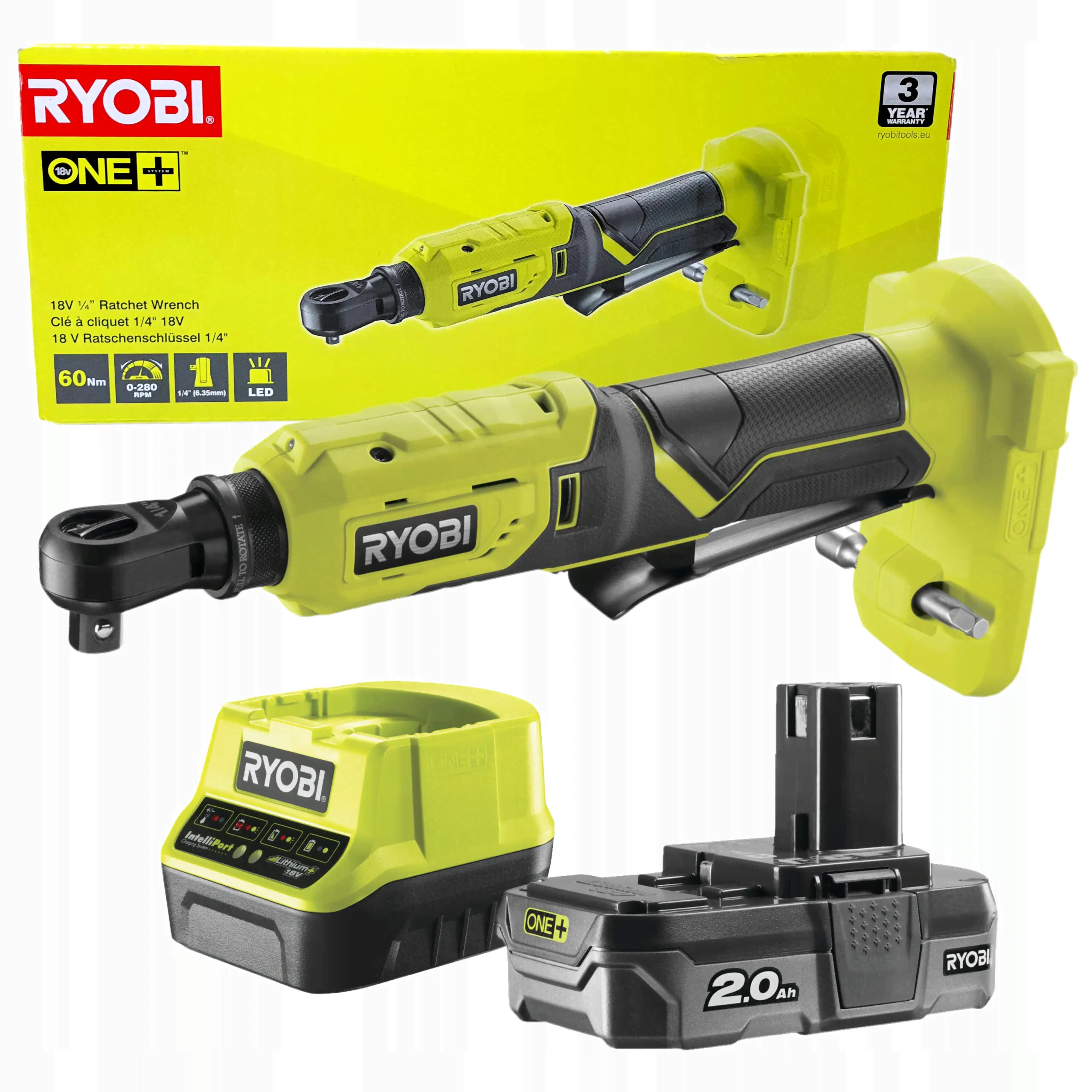 RYOBI КЛЮЧ С ТРЕЩОТКОЙ 1/4 18V R18RW2 2A